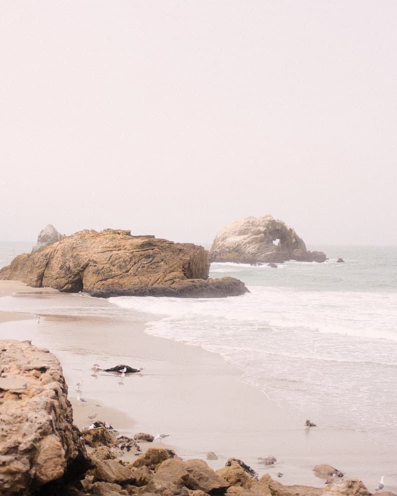 Misty beach